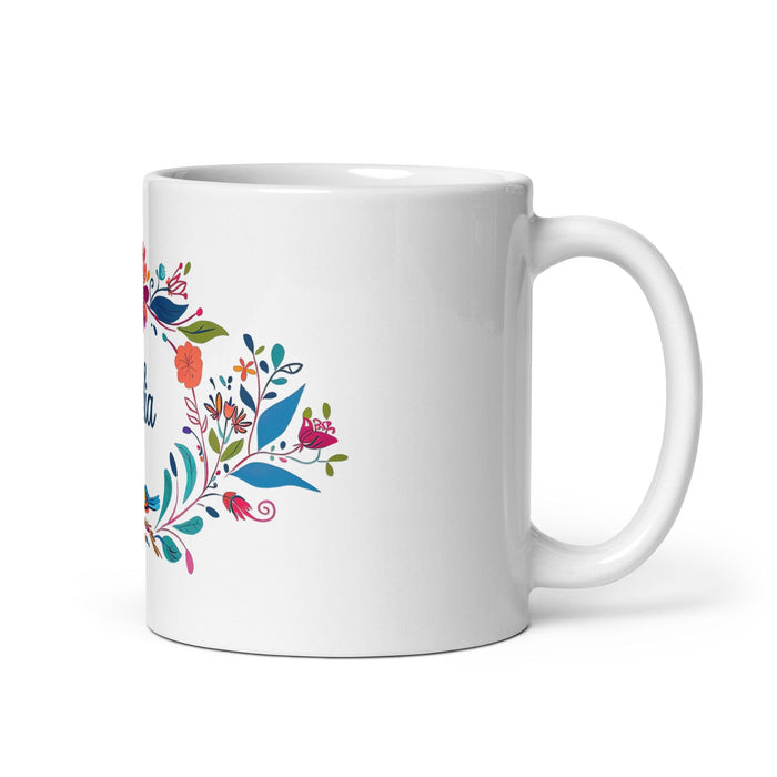 Celia Exclusive Name Art Piece Home Office Work Coffee Mug Mexican Spanish Pride Gift Cup One-Of-A-Kind Calligraphy White Glossy Mug | C2 Mexicada 11 oz