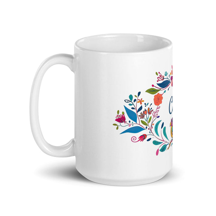 Celia Exclusive Name Art Piece Home Office Work Coffee Mug Mexican Spanish Pride Gift Cup One-Of-A-Kind Calligraphy White Glossy Mug | C2 Mexicada