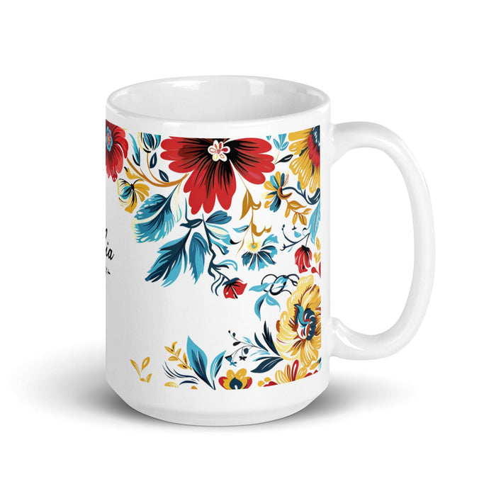 Celia Exclusive Name Art Piece Home Office Work Coffee Mug Mexican Spanish Pride Gift Cup One-Of-A-Kind Calligraphy White Glossy Mug | C20 Mexicada 15 oz