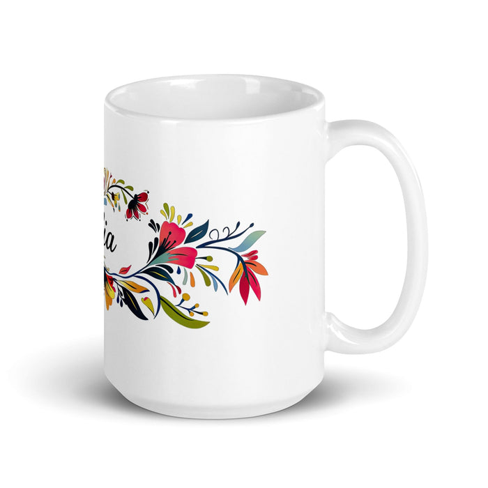 Celia Exclusive Name Art Piece Home Office Work Coffee Mug Mexican Spanish Pride Gift Cup One-Of-A-Kind Calligraphy White Glossy Mug | C7 Mexicada 15 oz