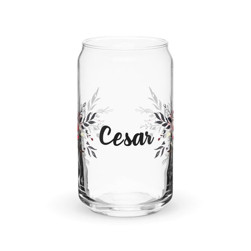 César Exclusive Name Art Piece Can-Shaped Glass Home Office Work Mexican Spanish Pride Gift Cup One-Of-A-Kind Calligraphy Glass | C24 Mexicada 16 oz (No Lid No Straw)