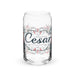 César Exclusive Name Art Piece Can-Shaped Glass Home Office Work Mexican Spanish Pride Gift Cup One-Of-A-Kind Calligraphy Glass | C3 Mexicada 16 oz (No Lid No Straw)