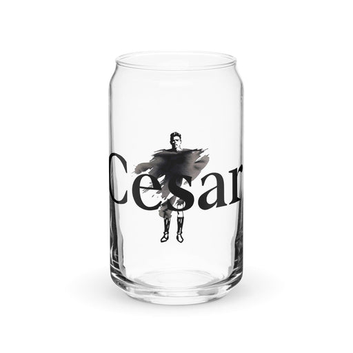 César Exclusive Name Art Piece Can-Shaped Glass Home Office Work Mexican Spanish Pride Gift Cup One-Of-A-Kind Calligraphy Glass | C9 Mexicada 16 oz