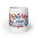 César Exclusive Name Art Piece Home Office Work Coffee Mug Mexican Spanish Pride Gift Cup One-Of-A-Kind Calligraphy White Glossy Mug | C1 Mexicada