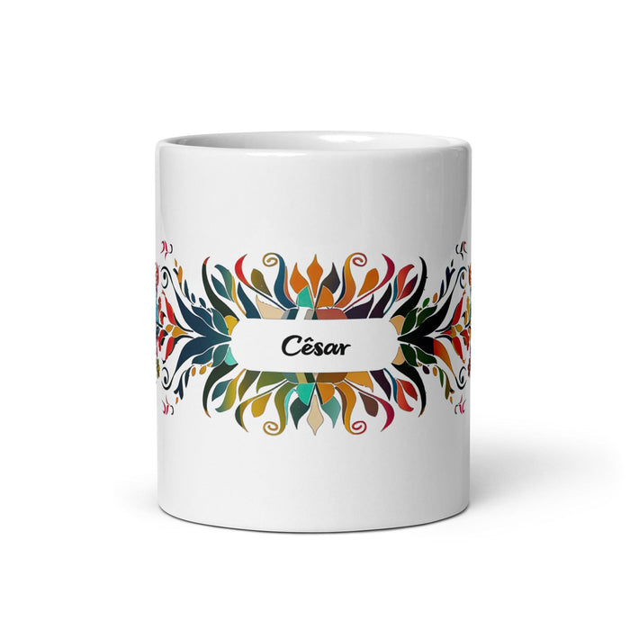 César Exclusive Name Art Piece Home Office Work Coffee Mug Mexican Spanish Pride Gift Cup One-Of-A-Kind Calligraphy White Glossy Mug | C12 Mexicada