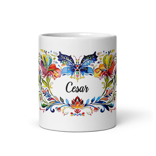 César Exclusive Name Art Piece Home Office Work Coffee Mug Mexican Spanish Pride Gift Cup One-Of-A-Kind Calligraphy White Glossy Mug | C17 Mexicada