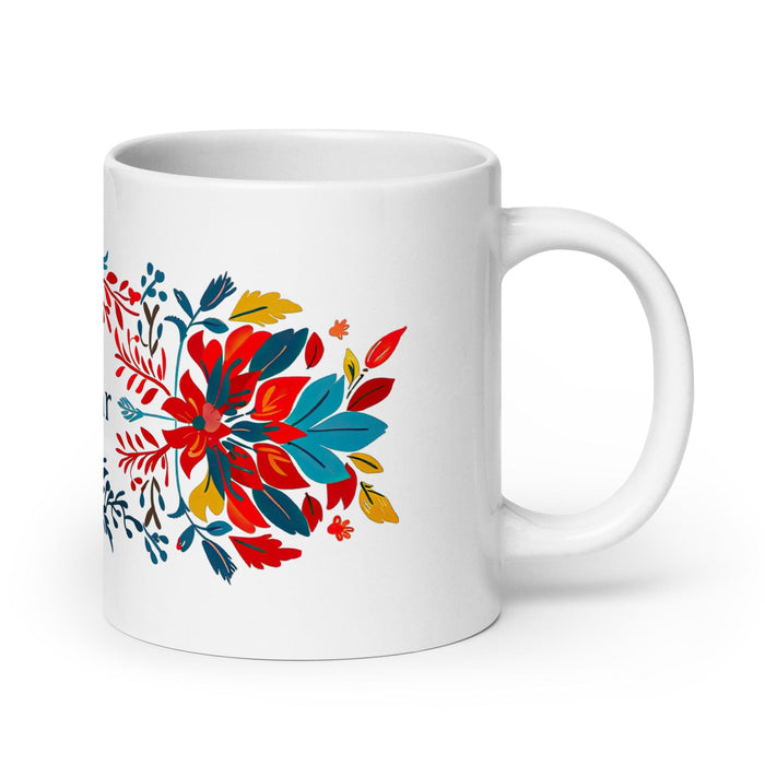 César Exclusive Name Art Piece Home Office Work Coffee Mug Mexican Spanish Pride Gift Cup One-Of-A-Kind Calligraphy White Glossy Mug | C19 Mexicada 20 oz