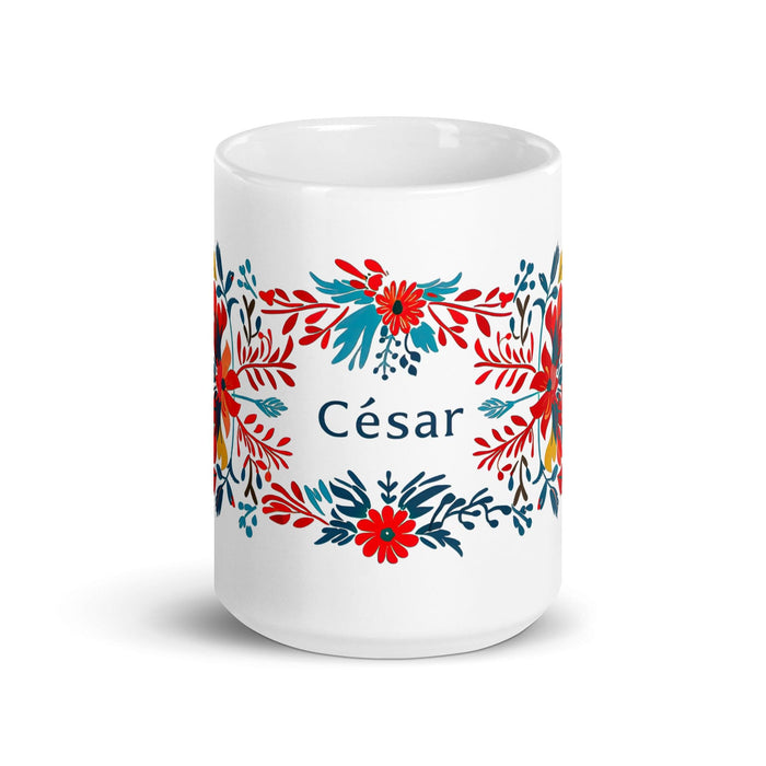 César Exclusive Name Art Piece Home Office Work Coffee Mug Mexican Spanish Pride Gift Cup One-Of-A-Kind Calligraphy White Glossy Mug | C19 Mexicada