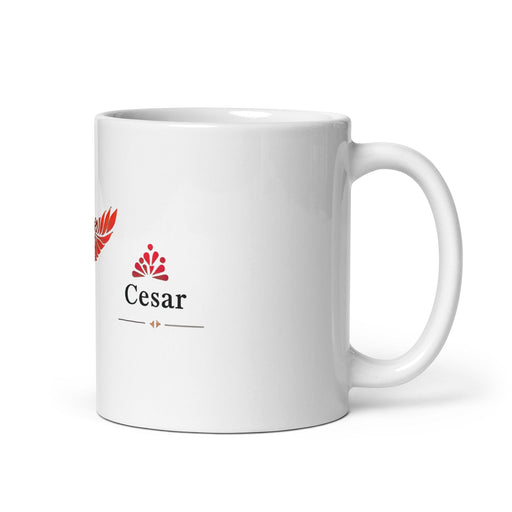 César Exclusive Name Art Piece Home Office Work Coffee Mug Mexican Spanish Pride Gift Cup One-Of-A-Kind Calligraphy White Glossy Mug | C20 Mexicada 11 oz