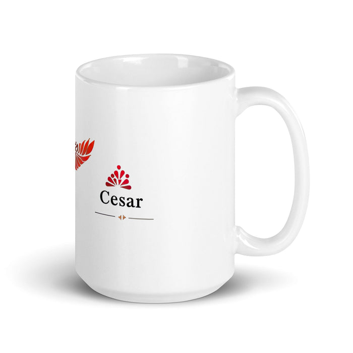 César Exclusive Name Art Piece Home Office Work Coffee Mug Mexican Spanish Pride Gift Cup One-Of-A-Kind Calligraphy White Glossy Mug | C20 Mexicada 15 oz