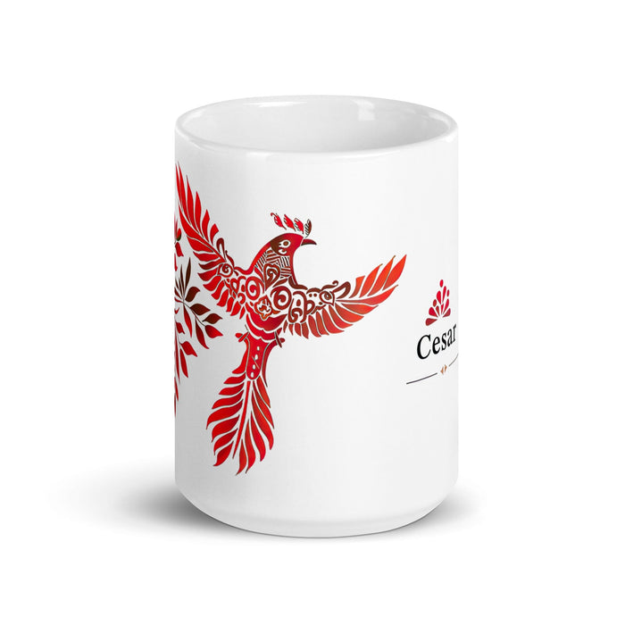 César Exclusive Name Art Piece Home Office Work Coffee Mug Mexican Spanish Pride Gift Cup One-Of-A-Kind Calligraphy White Glossy Mug | C20 Mexicada