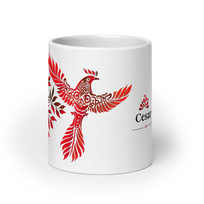 César Exclusive Name Art Piece Home Office Work Coffee Mug Mexican Spanish Pride Gift Cup One-Of-A-Kind Calligraphy White Glossy Mug | C20 Mexicada