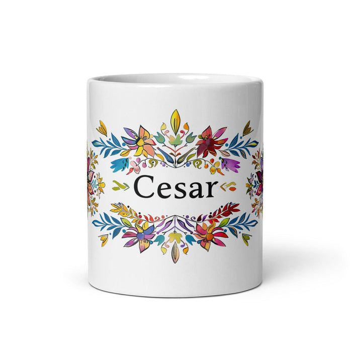 César Exclusive Name Art Piece Home Office Work Coffee Mug Mexican Spanish Pride Gift Cup One-Of-A-Kind Calligraphy White Glossy Mug | C22 Mexicada