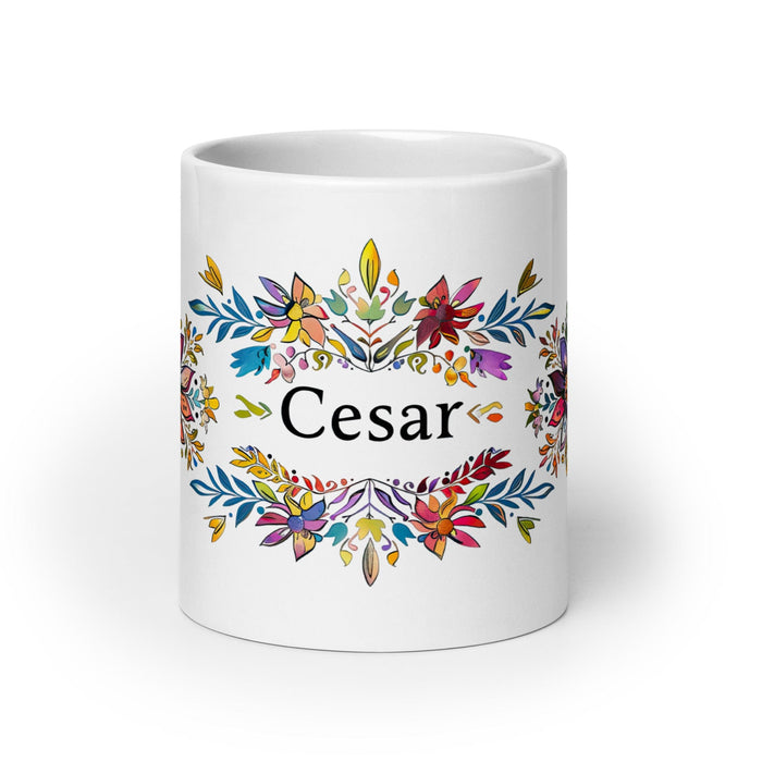 César Exclusive Name Art Piece Home Office Work Coffee Mug Mexican Spanish Pride Gift Cup One-Of-A-Kind Calligraphy White Glossy Mug | C22 Mexicada