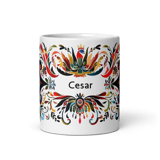 César Exclusive Name Art Piece Home Office Work Coffee Mug Mexican Spanish Pride Gift Cup One-Of-A-Kind Calligraphy White Glossy Mug | C23 Mexicada