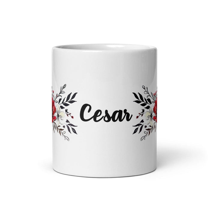 César Exclusive Name Art Piece Home Office Work Coffee Mug Mexican Spanish Pride Gift Cup One-Of-A-Kind Calligraphy White Glossy Mug | C24 Mexicada