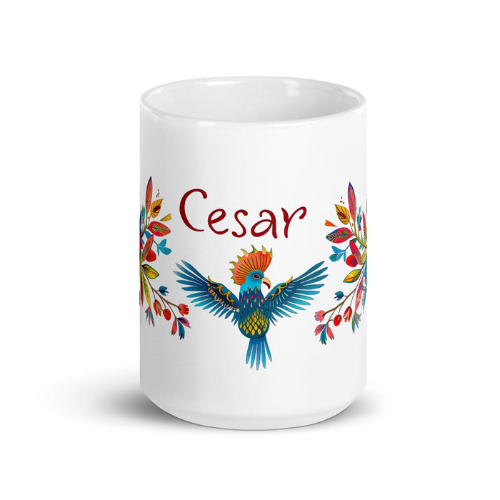 César Exclusive Name Art Piece Home Office Work Coffee Mug Mexican Spanish Pride Gift Cup One-Of-A-Kind Calligraphy White Glossy Mug | C25 Mexicada