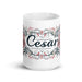 César Exclusive Name Art Piece Home Office Work Coffee Mug Mexican Spanish Pride Gift Cup One-Of-A-Kind Calligraphy White Glossy Mug | C3 Mexicada