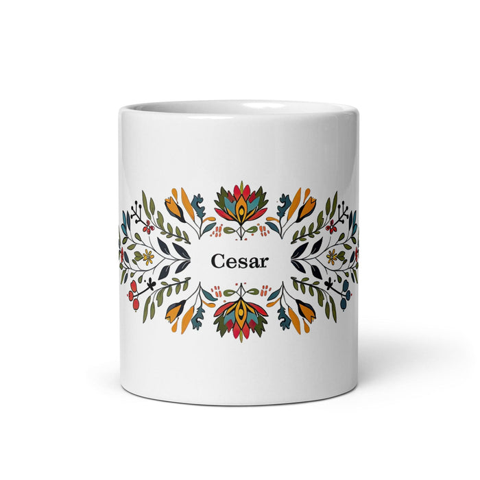 César Exclusive Name Art Piece Home Office Work Coffee Mug Mexican Spanish Pride Gift Cup One-Of-A-Kind Calligraphy White Glossy Mug | C6 Mexicada