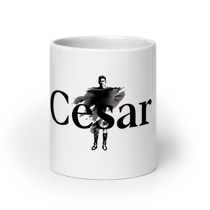 César Exclusive Name Art Piece Home Office Work Coffee Mug Mexican Spanish Pride Gift Cup One-Of-A-Kind Calligraphy White Glossy Mug | C9 Mexicada