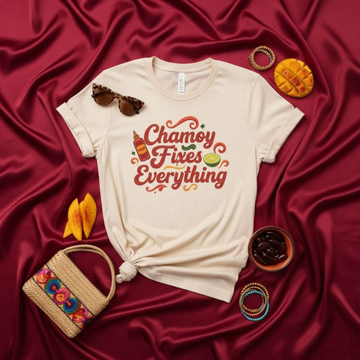 Chamoy Fixes Everything T-Shirt Unisex Chamoy Lover Tee Mango Chili Snack Shirt Mexican Candy Aesthetic Foodie Gift Idea Latinx Culture Apparel Mexicada