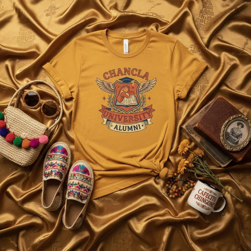 Chancla University Alumni T-Shirt, Funny Hispanic Mom Gift, Latino Culture Tee, Spanglish Humor Mexicada