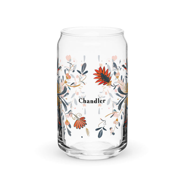 Chandler Exclusive Name Art Piece Can-Shaped Glass Home Office Work Mexican Spanish Pride Gift Cup One-Of-A-Kind Calligraphy Glass | C1 Mexicada 16 oz