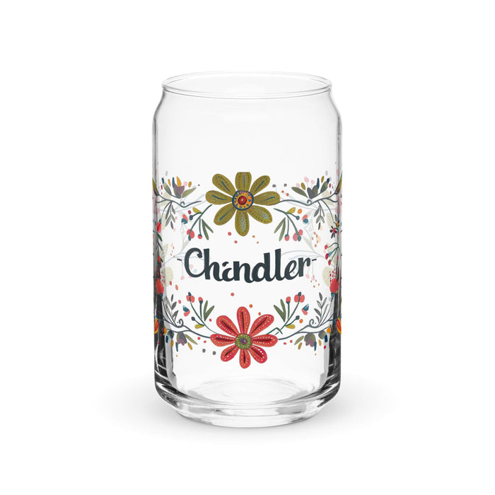 Chandler Exclusive Name Art Piece Can-Shaped Glass Home Office Work Mexican Spanish Pride Gift Cup One-Of-A-Kind Calligraphy Glass | C10 Mexicada 16 oz