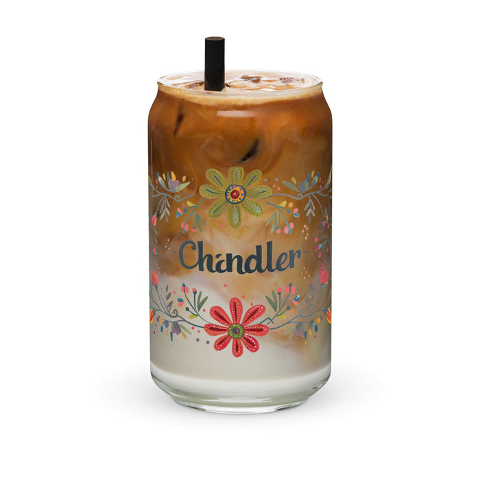 Chandler Exclusive Name Art Piece Can-Shaped Glass Home Office Work Mexican Spanish Pride Gift Cup One-Of-A-Kind Calligraphy Glass | C10 Mexicada