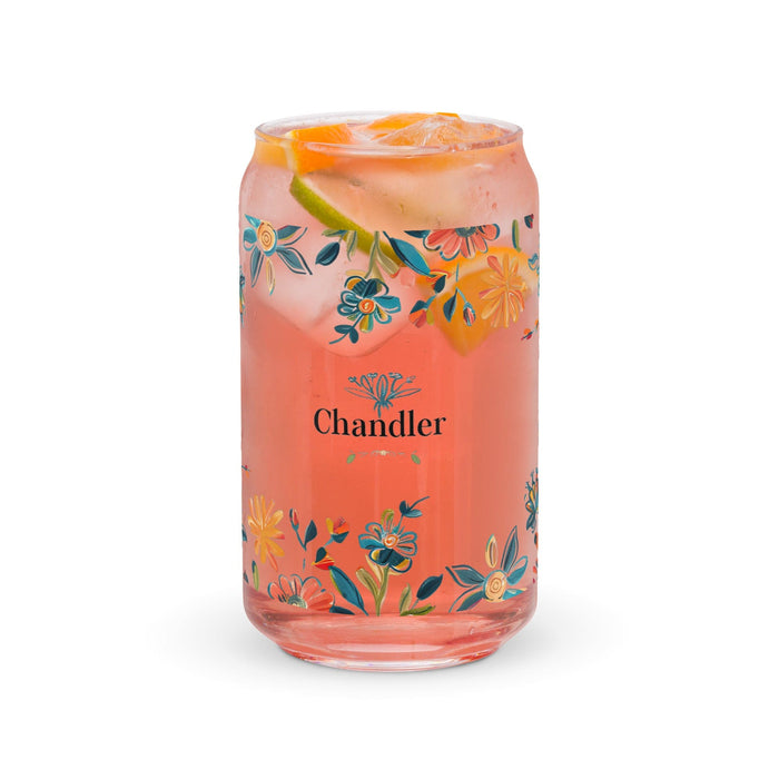 Chandler Exclusive Name Art Piece Can-Shaped Glass Home Office Work Mexican Spanish Pride Gift Cup One-Of-A-Kind Calligraphy Glass | C11 Mexicada