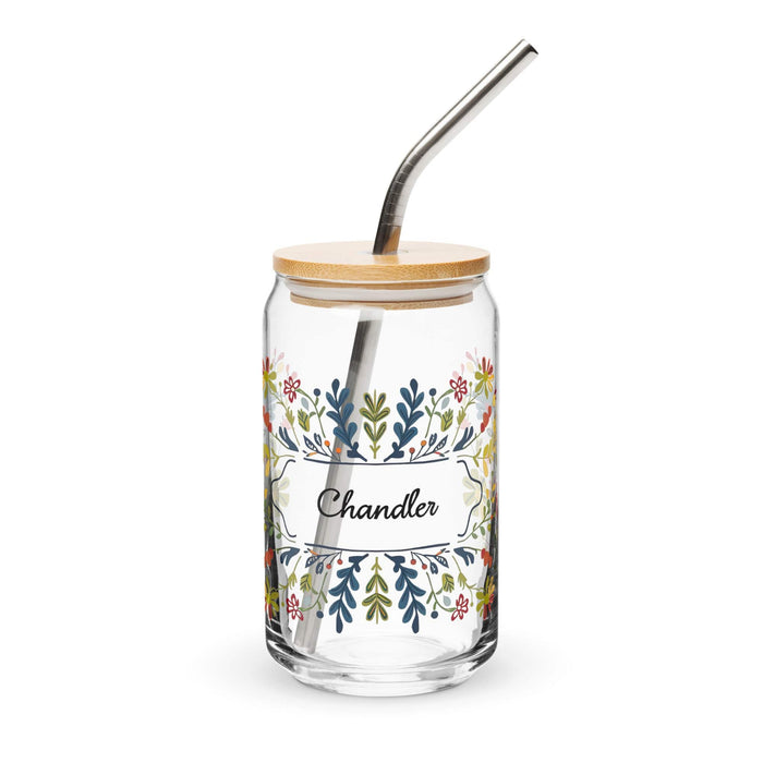 Chandler Exclusive Name Art Piece Can-Shaped Glass Home Office Work Mexican Spanish Pride Gift Cup One-Of-A-Kind Calligraphy Glass | C12 Mexicada 16 oz With Lid & Straw