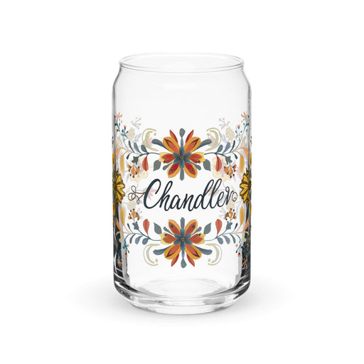 Chandler Exclusive Name Art Piece Can-Shaped Glass Home Office Work Mexican Spanish Pride Gift Cup One-Of-A-Kind Calligraphy Glass | C15 Mexicada 16 oz