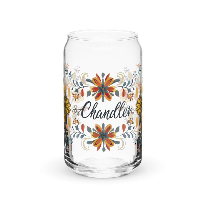 Chandler Exclusive Name Art Piece Can-Shaped Glass Home Office Work Mexican Spanish Pride Gift Cup One-Of-A-Kind Calligraphy Glass | C15 Mexicada 16 oz