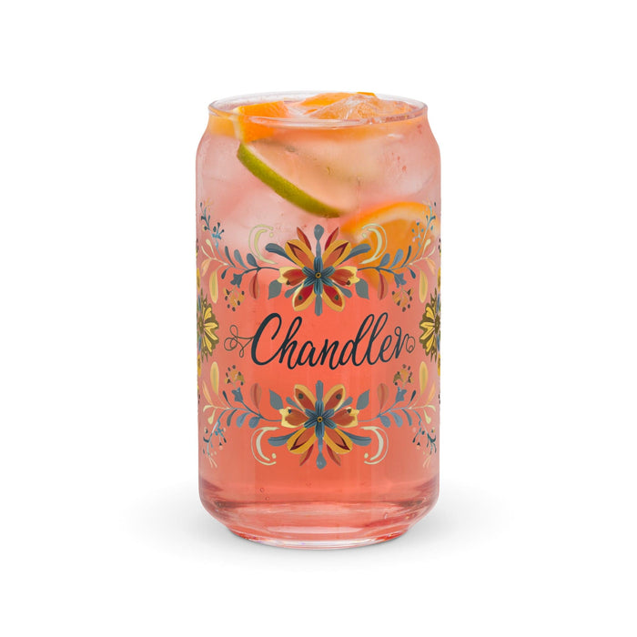 Chandler Exclusive Name Art Piece Can-Shaped Glass Home Office Work Mexican Spanish Pride Gift Cup One-Of-A-Kind Calligraphy Glass | C15 Mexicada