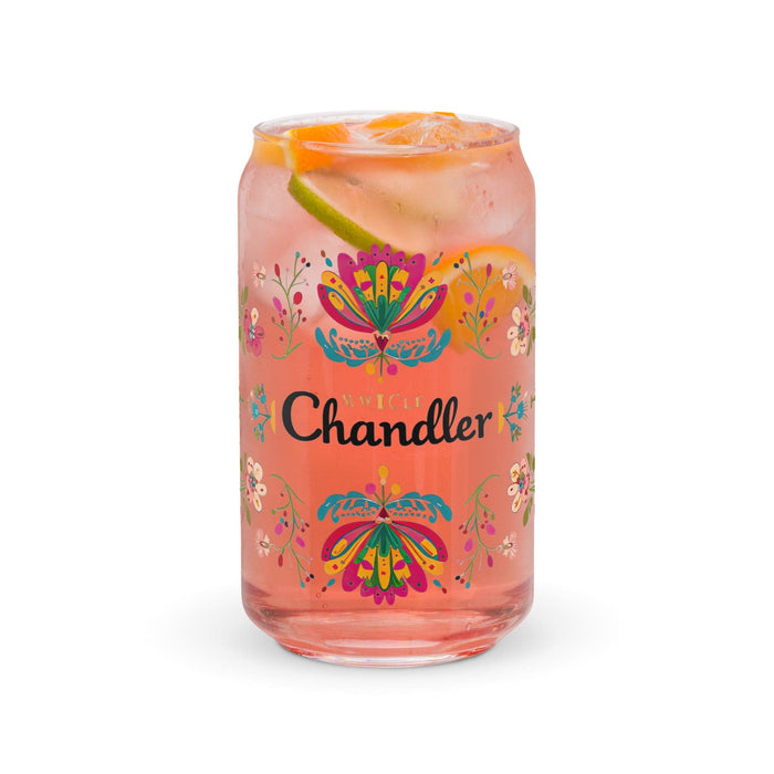 Chandler Exclusive Name Art Piece Can-Shaped Glass Home Office Work Mexican Spanish Pride Gift Cup One-Of-A-Kind Calligraphy Glass | C16 Mexicada