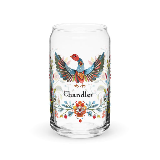 Chandler Exclusive Name Art Piece Can-Shaped Glass Home Office Work Mexican Spanish Pride Gift Cup One-Of-A-Kind Calligraphy Glass | C18 Mexicada 16 oz (No Lid No Straw)