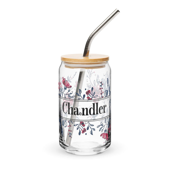 Chandler Exclusive Name Art Piece Can-Shaped Glass Home Office Work Mexican Spanish Pride Gift Cup One-Of-A-Kind Calligraphy Glass | C19 Mexicada 16 oz With Lid & Straw