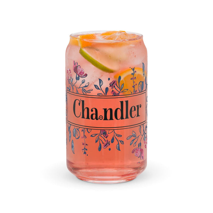 Chandler Exclusive Name Art Piece Can-Shaped Glass Home Office Work Mexican Spanish Pride Gift Cup One-Of-A-Kind Calligraphy Glass | C19 Mexicada