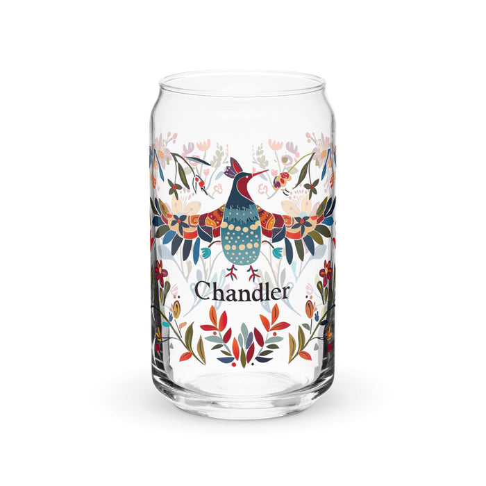 Chandler Exclusive Name Art Piece Can-Shaped Glass Home Office Work Mexican Spanish Pride Gift Cup One-Of-A-Kind Calligraphy Glass | C2 Mexicada 16 oz (No Lid No Straw)