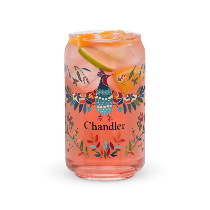 Chandler Exclusive Name Art Piece Can-Shaped Glass Home Office Work Mexican Spanish Pride Gift Cup One-Of-A-Kind Calligraphy Glass | C2 Mexicada