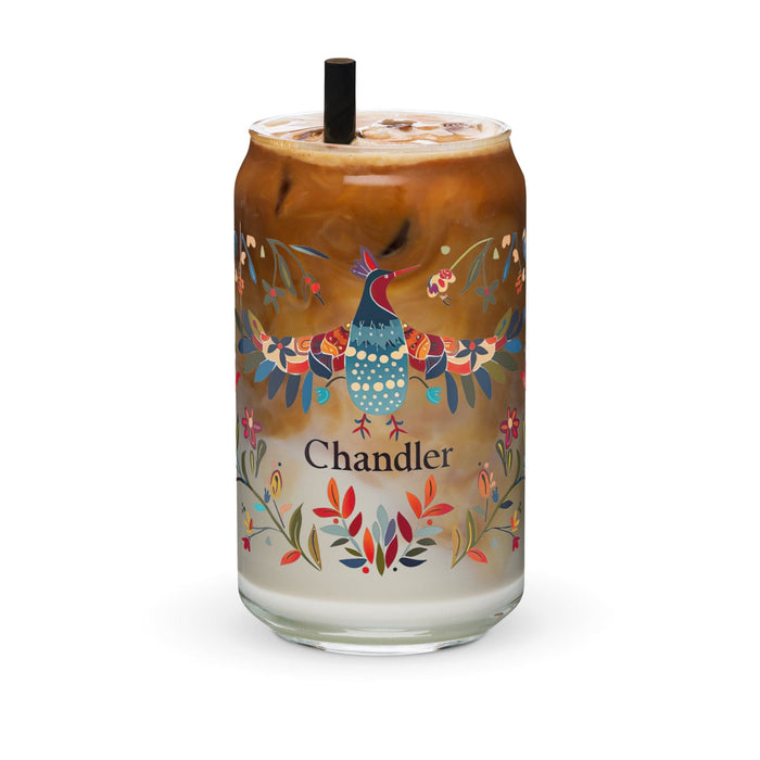 Chandler Exclusive Name Art Piece Can-Shaped Glass Home Office Work Mexican Spanish Pride Gift Cup One-Of-A-Kind Calligraphy Glass | C2 Mexicada