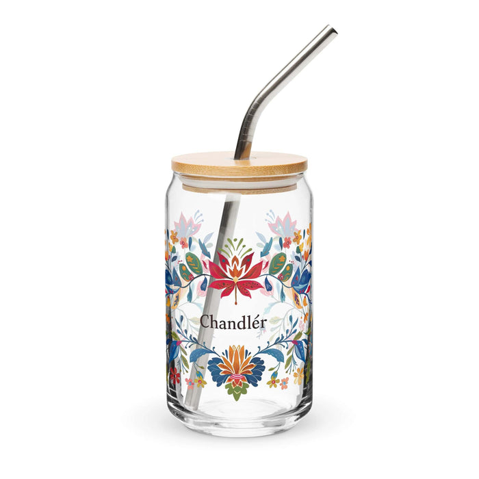 Chandler Exclusive Name Art Piece Can-Shaped Glass Home Office Work Mexican Spanish Pride Gift Cup One-Of-A-Kind Calligraphy Glass | C21 Mexicada 16 oz With Lid & Straw