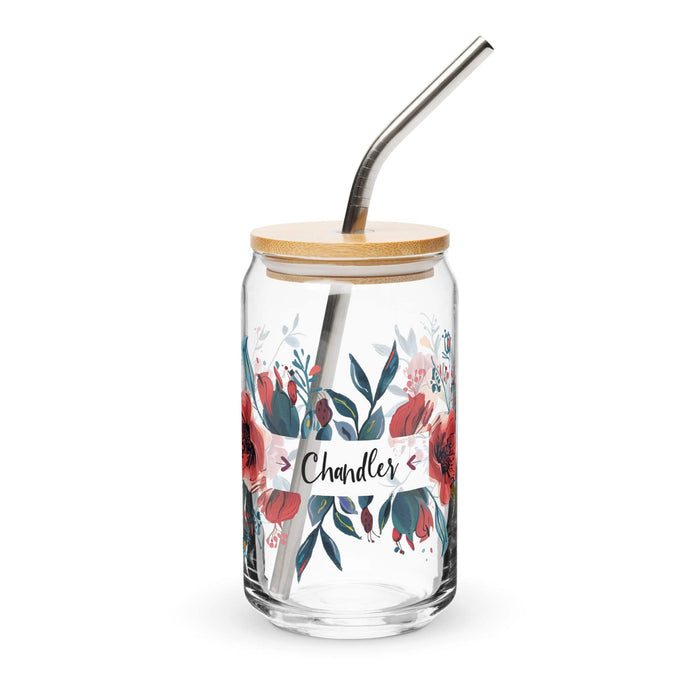 Chandler Exclusive Name Art Piece Can-Shaped Glass Home Office Work Mexican Spanish Pride Gift Cup One-Of-A-Kind Calligraphy Glass | C22 Mexicada 16 oz With Lid & Straw