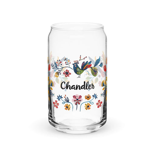 Chandler Exclusive Name Art Piece Can-Shaped Glass Home Office Work Mexican Spanish Pride Gift Cup One-Of-A-Kind Calligraphy Glass | C23 Mexicada 16 oz