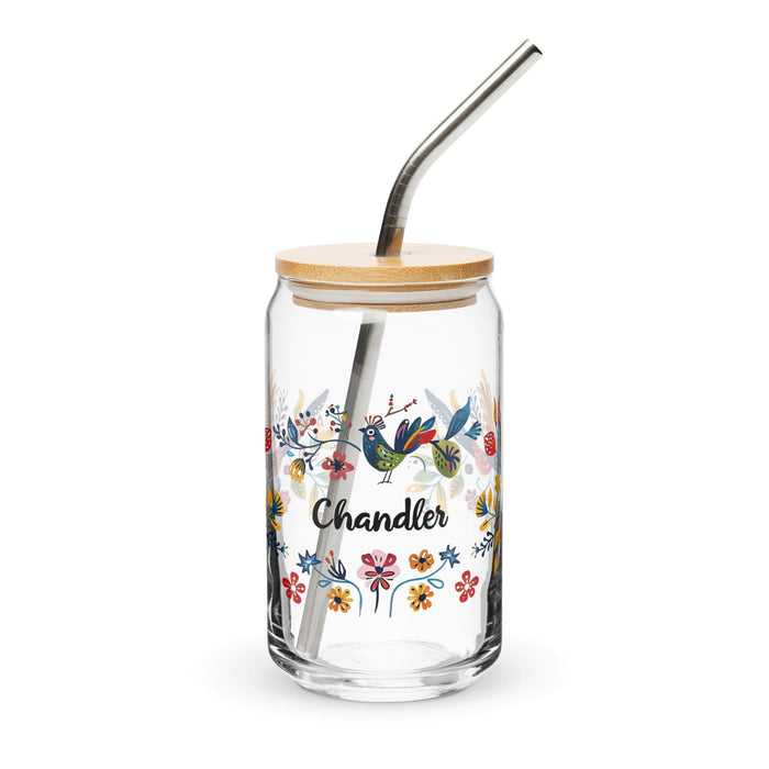 Chandler Exclusive Name Art Piece Can-Shaped Glass Home Office Work Mexican Spanish Pride Gift Cup One-Of-A-Kind Calligraphy Glass | C23 Mexicada 16 oz With Lid & Straw