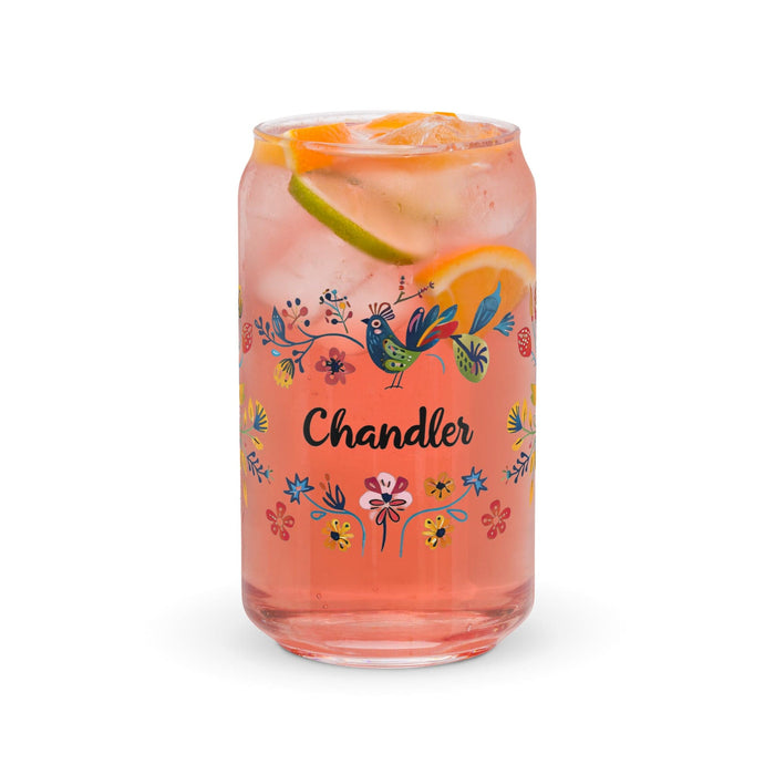 Chandler Exclusive Name Art Piece Can-Shaped Glass Home Office Work Mexican Spanish Pride Gift Cup One-Of-A-Kind Calligraphy Glass | C23 Mexicada