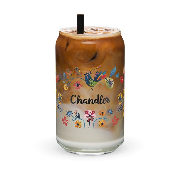 Chandler Exclusive Name Art Piece Can-Shaped Glass Home Office Work Mexican Spanish Pride Gift Cup One-Of-A-Kind Calligraphy Glass | C23 Mexicada