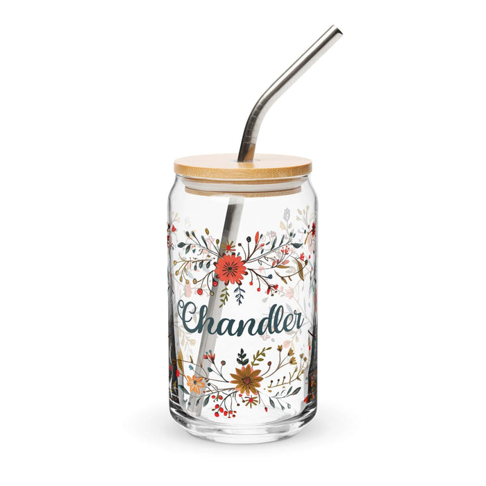 Chandler Exclusive Name Art Piece Can-Shaped Glass Home Office Work Mexican Spanish Pride Gift Cup One-Of-A-Kind Calligraphy Glass | C24 Mexicada 16 oz With Lid & Straw