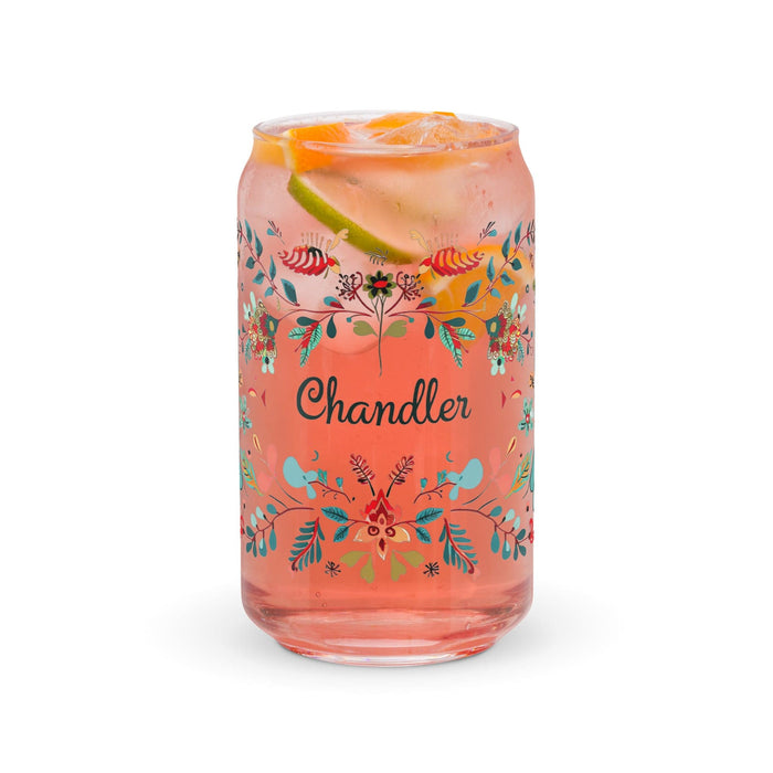 Chandler Exclusive Name Art Piece Can-Shaped Glass Home Office Work Mexican Spanish Pride Gift Cup One-Of-A-Kind Calligraphy Glass | C26 Mexicada