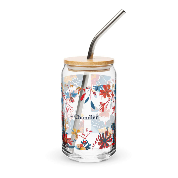 Chandler Exclusive Name Art Piece Can-Shaped Glass Home Office Work Mexican Spanish Pride Gift Cup One-Of-A-Kind Calligraphy Glass | C27 Mexicada 16 oz With Lid & Straw